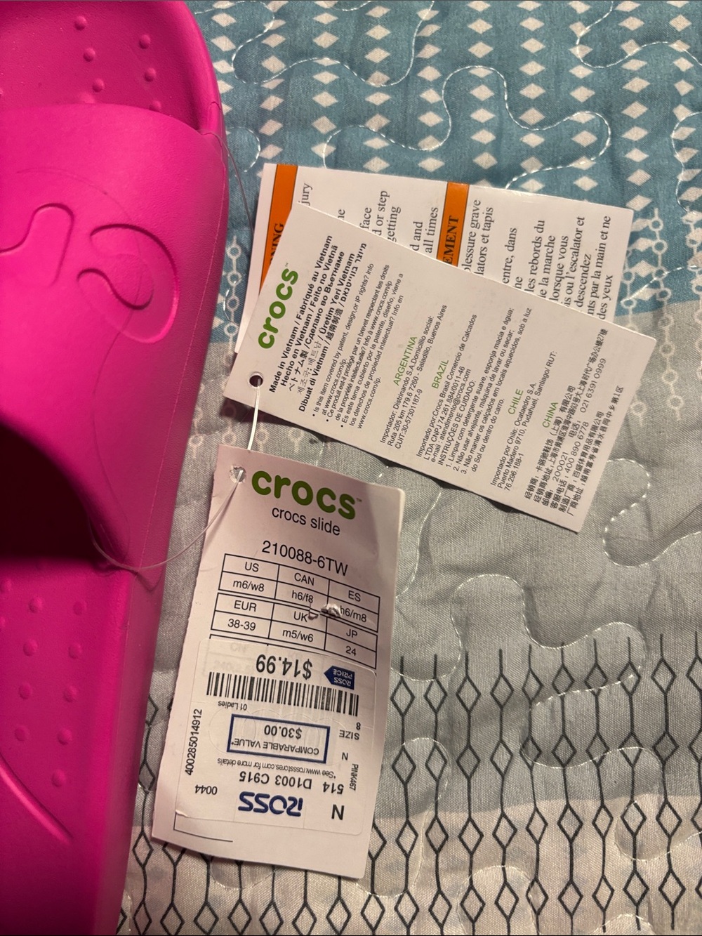 CROCS Hot Pink Slide Sandals - Women's Easy Slip-On - Picture 3 of 4